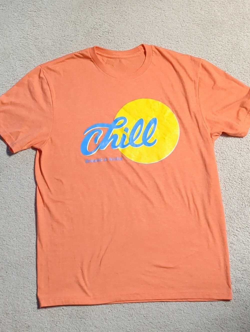 Chill Graphic Tee in Coral Orange Large